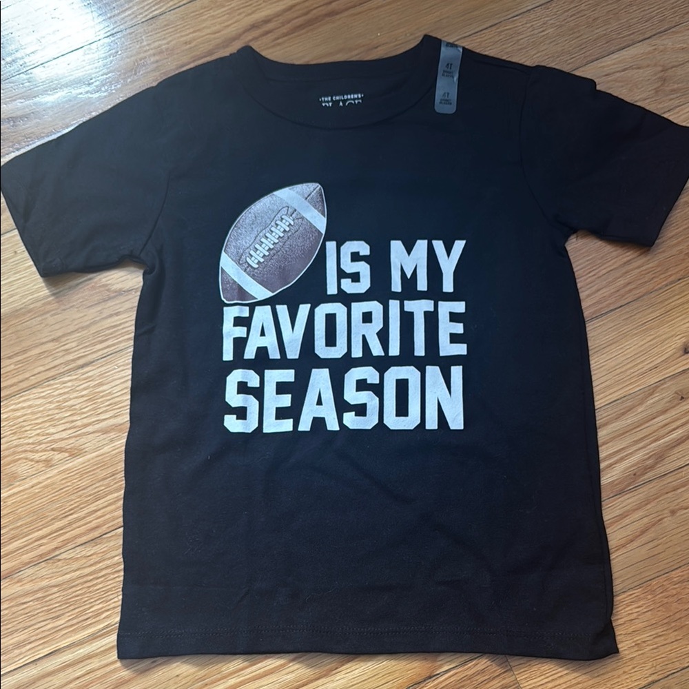 Black Kids T-Shirt with Football Graphic